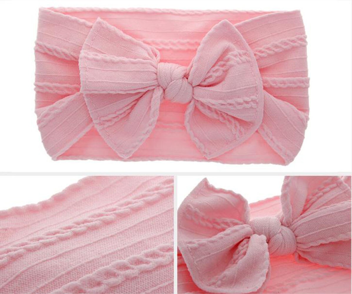 2019 Baby Accessories Kid Girl Baby Broad Headband Toddler Cotton Linen Fashion Bow Hemp Pattern Hair Band Solid Photo Props